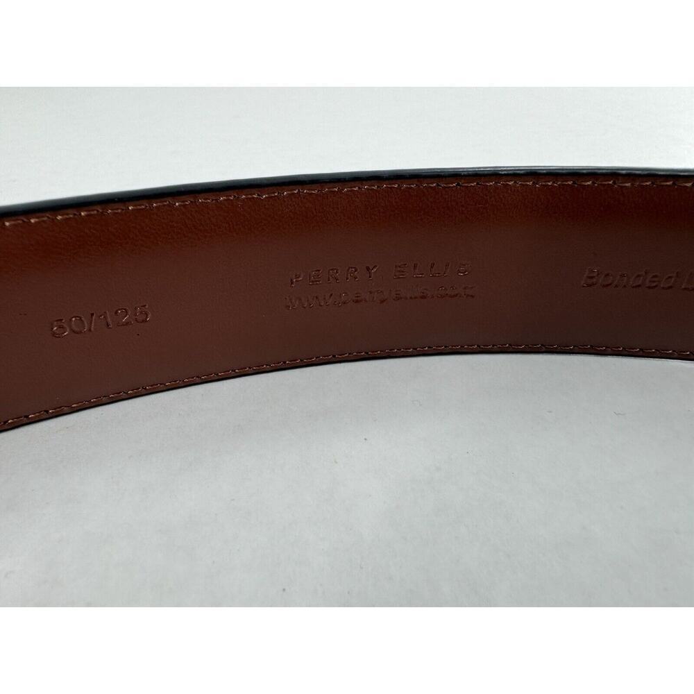 Perry Ellis Belt Bonded Faux Leather Dress Black Mens Sz 50/125 Big And Tall NWT - Picture 5 of 14